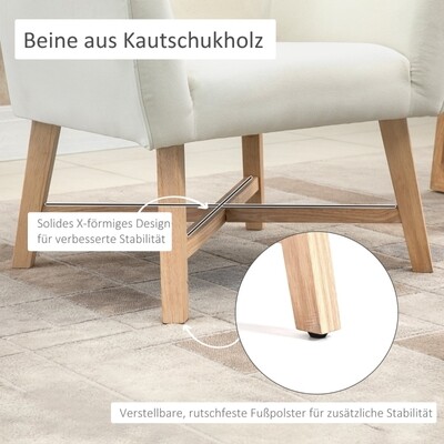 Esszimmerstuhl mit Armlehne Sessel im modernem Design Creme