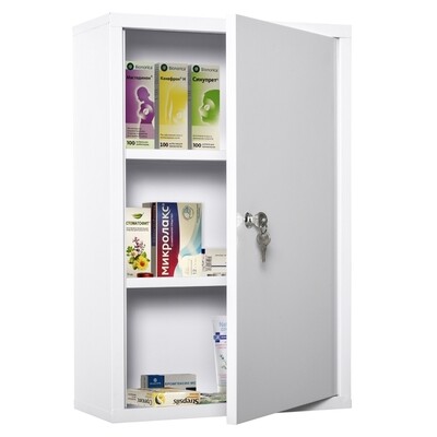 Medizinschrank Arzneischrank mit Schloss 3 Fächer weiss
