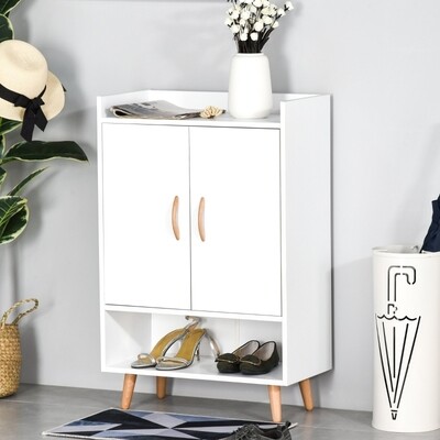 Schuhschrank Schuhregal mit Türen und Regalen weiss