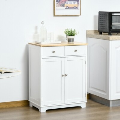 Küchenschrank Sideboard mit 2 Schubladen Beistelltisch Weiss