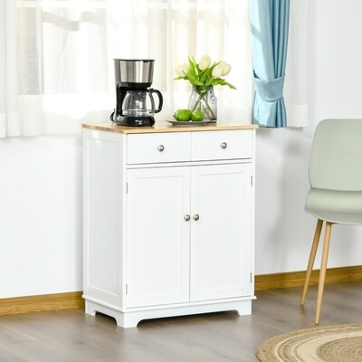 Küchenschrank Sideboard mit 2 Schubladen Beistelltisch Weiss