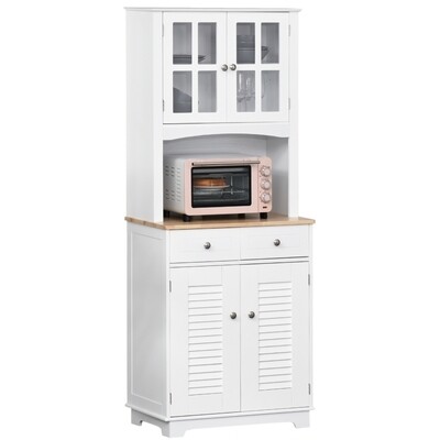 Küchenschrank Hochschrank Weiss+Natur