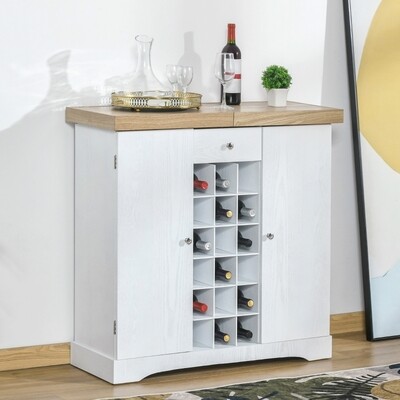 Weinregal für 18 Flaschen mit 2 Schränken MDF Weiss
