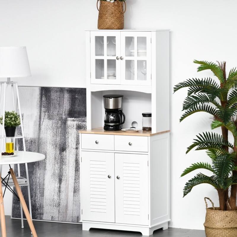 Küchenschrank Hochschrank Weiss+Natur