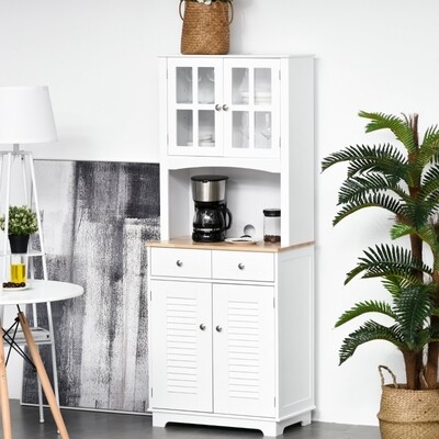 Küchenschrank Hochschrank Weiss+Natur
