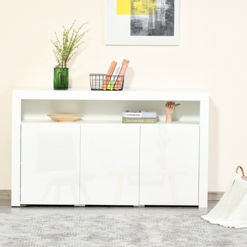 HOMCOM Sideboard Weiss mit LED Beleuchtung