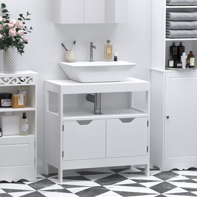 Waschbeckenunterschrank moderner Badschrank mit Doppeltür  Weiss
