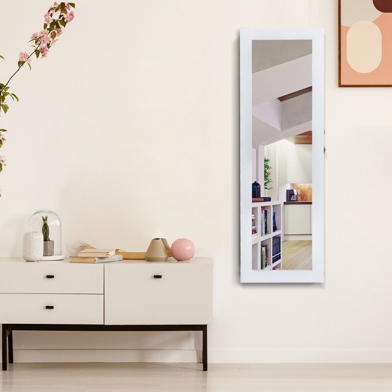 2 in 1 Schmuckschrank | Wandspiegel Weiss
