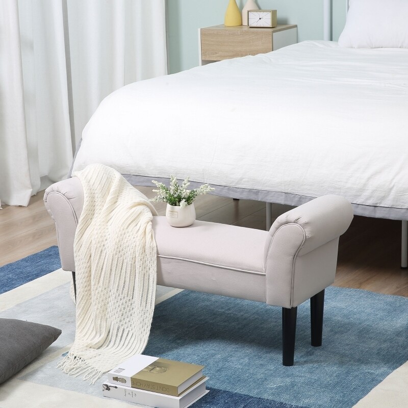 Sitzbank für Schlafzimmer Bettbank Polsterbank Grau