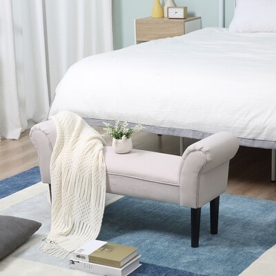 Sitzbank für Schlafzimmer Bettbank Polsterbank Grau