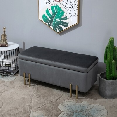 Hocker Elegante Sitzbank mit Stauraum Polsterhocker Dunkelgrau