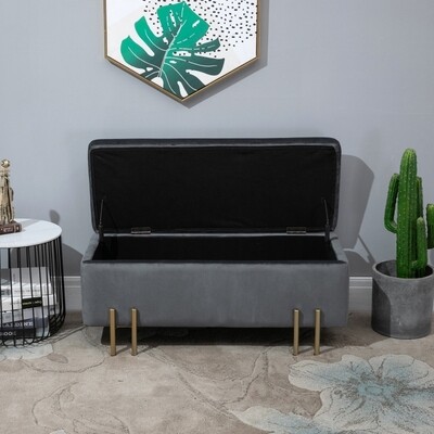 Hocker Elegante Sitzbank mit Stauraum Polsterhocker Dunkelgrau