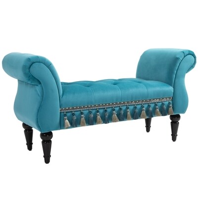 Luxus Sitzbank Polsterbank Pappelholz Kautschuk Polyester Blau
