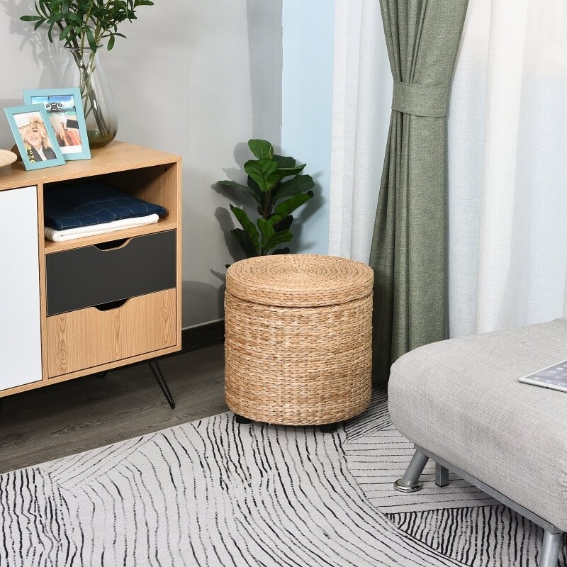Sitzhocker mit Stauraum Fusshocker geflochten