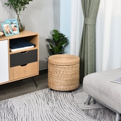 Sitzhocker mit Stauraum Fusshocker geflochten