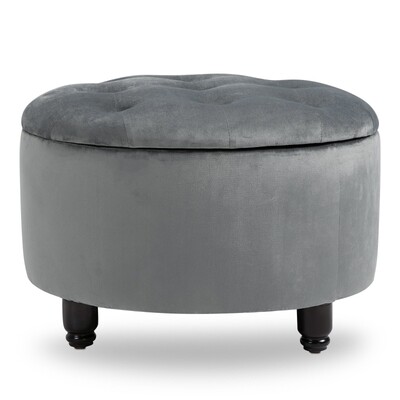 Luxus Hocker Sitzhocker mit Stauraum grau