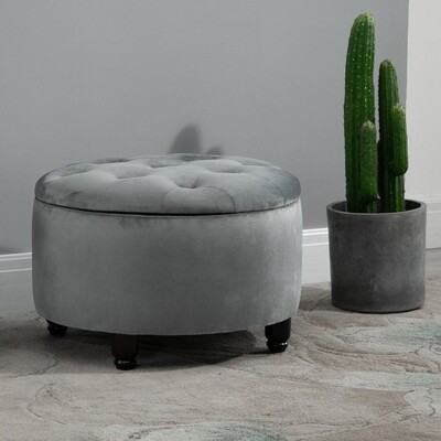 Luxus Hocker Sitzhocker mit Stauraum grau