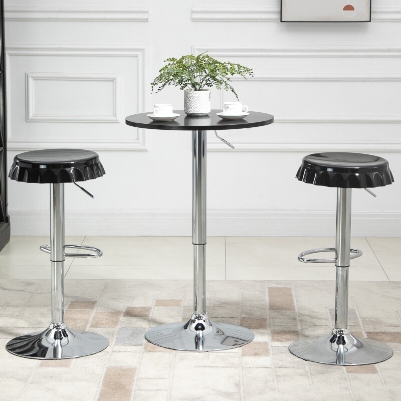 2er-Set Barhocker Kronkorken-Design 360° schwenkbar schwarz