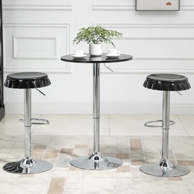 2er-Set Barhocker Kronkorken-Design 360° schwenkbar schwarz