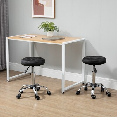 2er-Set Rollhocker Drehhocker mit Rädern Arbeitshocker schwarz