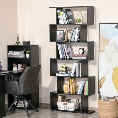 S-Form Wandregal 6 Fächer Raumteiler Bücherregal
