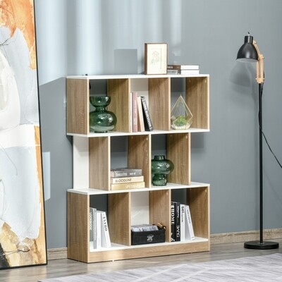 Bücherregal Standregal Büroregal Aktenregal MDF Natur+Weiss