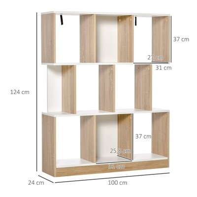 Bücherregal Standregal Büroregal Aktenregal MDF Natur+Weiss