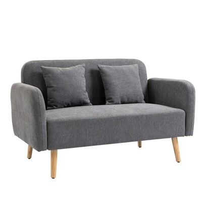 Doppelsofa mit Kissen Grau+Natur