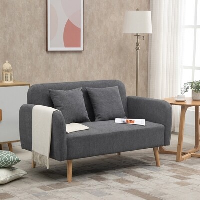 Doppelsofa mit Kissen Grau+Natur