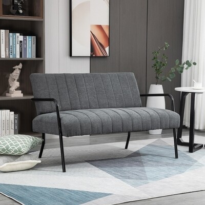 Doppelsofa Sitzmöbel Loungesofa Metall Grau+Schwarz