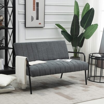 Doppelsofa Sitzmöbel Loungesofa Metall Grau+Schwarz