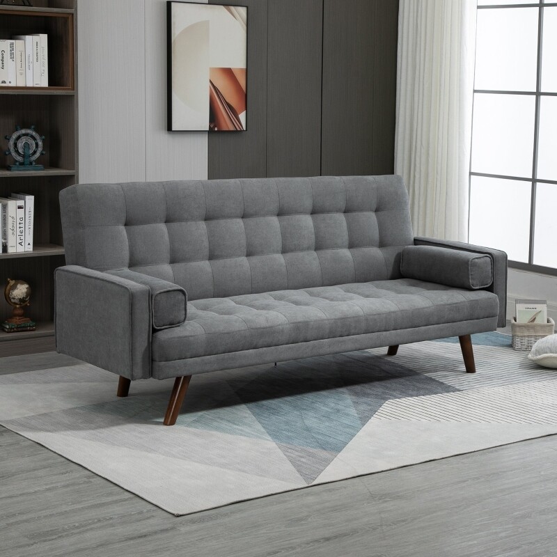 HOMCOM Dreier-Sofa mit Schlaffunktion, Grau