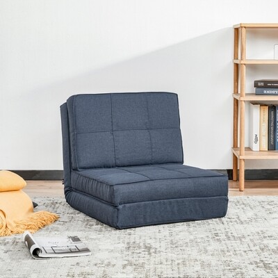 Klappbares Bodensofa Blau, 5-fach verstellbar, Gästebett, Schlafsessel, 61x73x58 cm