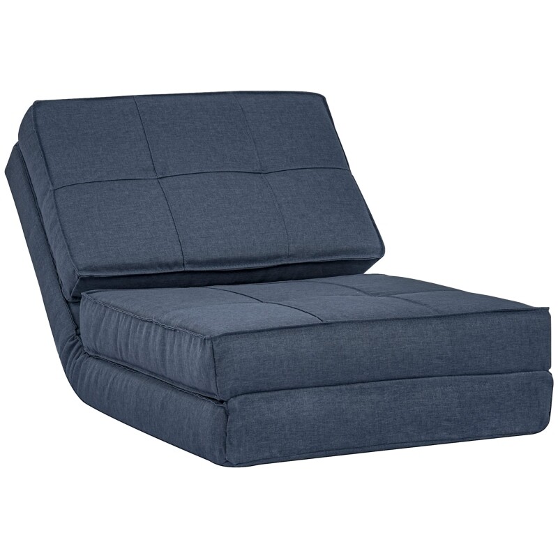 3-in-1 Bodensofa, klappbar, Leinenoptik, Dunkelblau