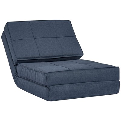 3-in-1 Bodensofa, klappbar, Leinenoptik, Dunkelblau