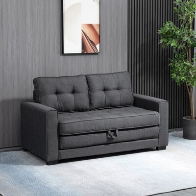 Schlafsofa Klappsofa 2-Sitzer Sofa mit Schlaffunktion Grau