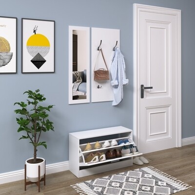 3-teiliges Garderoben-Set mit Schuhschrank weiss