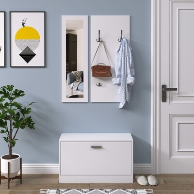 3-teiliges Garderoben-Set mit Schuhschrank weiss