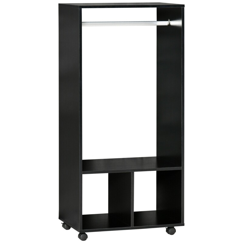 Mobiler Kleiderschrank Garderobe Schwarz