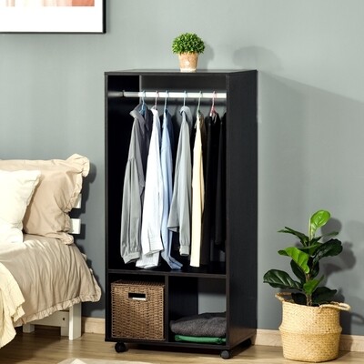 Mobiler Kleiderschrank Garderobe Schwarz