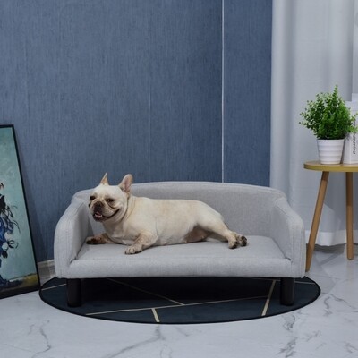 Hundesofa, Haustiersofa, Hundebett Katzensofa mit Holzbeinen grau
