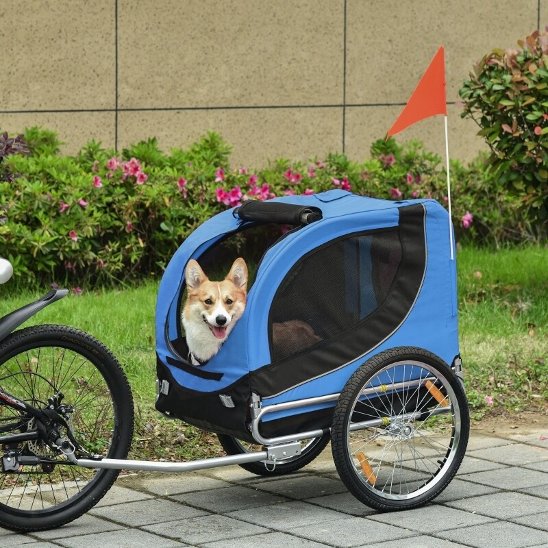 Hundeanhänger Velo-Anhänger Fahrradanhänger Blau sw