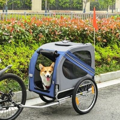 2-in-1 Velo-Anhänger Fahrradanhänger Hundeanhänger blau