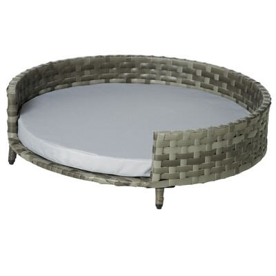 Hundebett / Hundekorb mit Kissen Katzenkorb Rattangrau