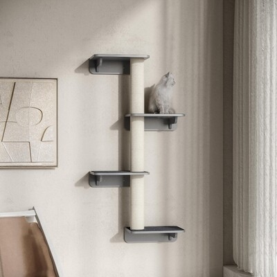 Wandkratzbaum Katzen-Kletterwand Hellgrau+Beige