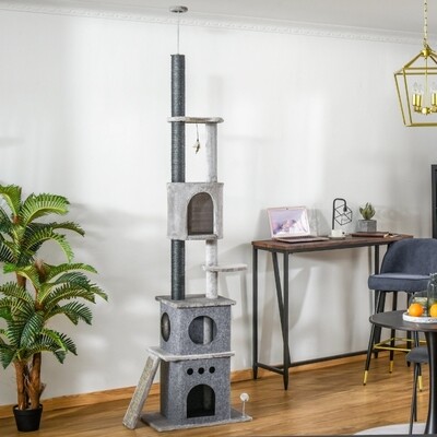 Kratzbaum Deckenhoch Katzenbaum mit Spielbaum Sisal 225-255 höhenverstellbar