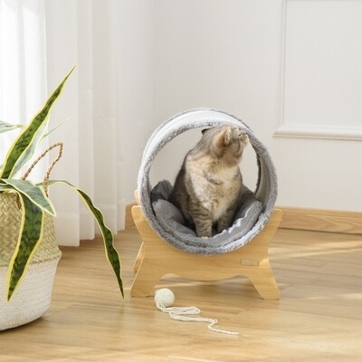 Katzenhöhle Katzenbett mit Regal Katzenhaus Katzenhütte mit Kratzunterlage Indoor Grau 41 x 40 x 47 cm