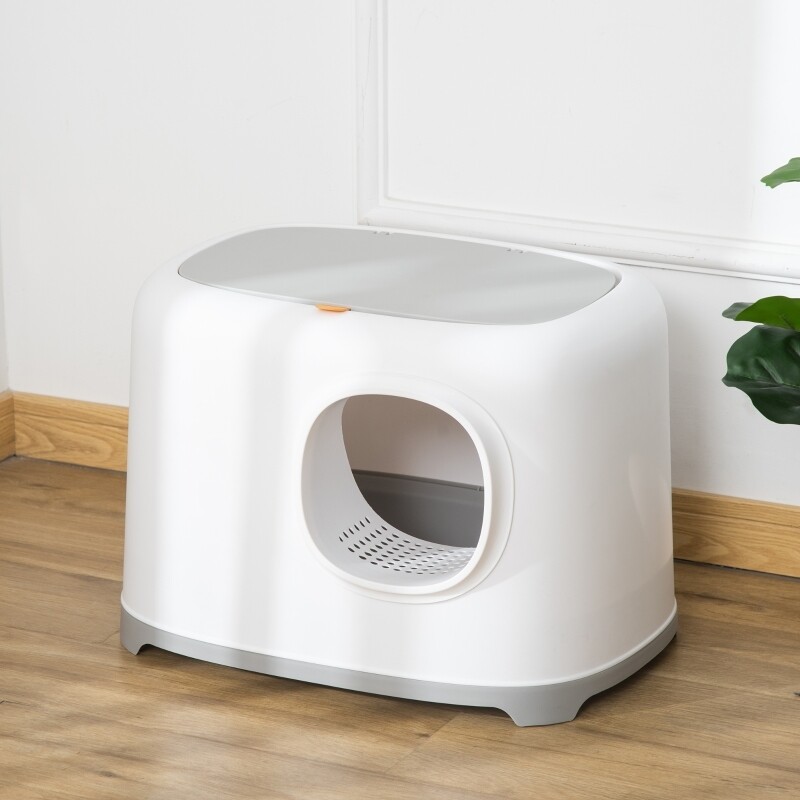 Katzentoilette mit Haube für Katzen bis 5 kg weiss