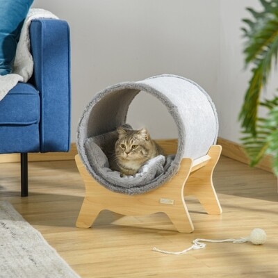 Katzenhöhle Katzenbett mit Regal Katzenhaus Katzenhütte mit Kratzunterlage Indoor Grau 41 x 40 x 47 cm