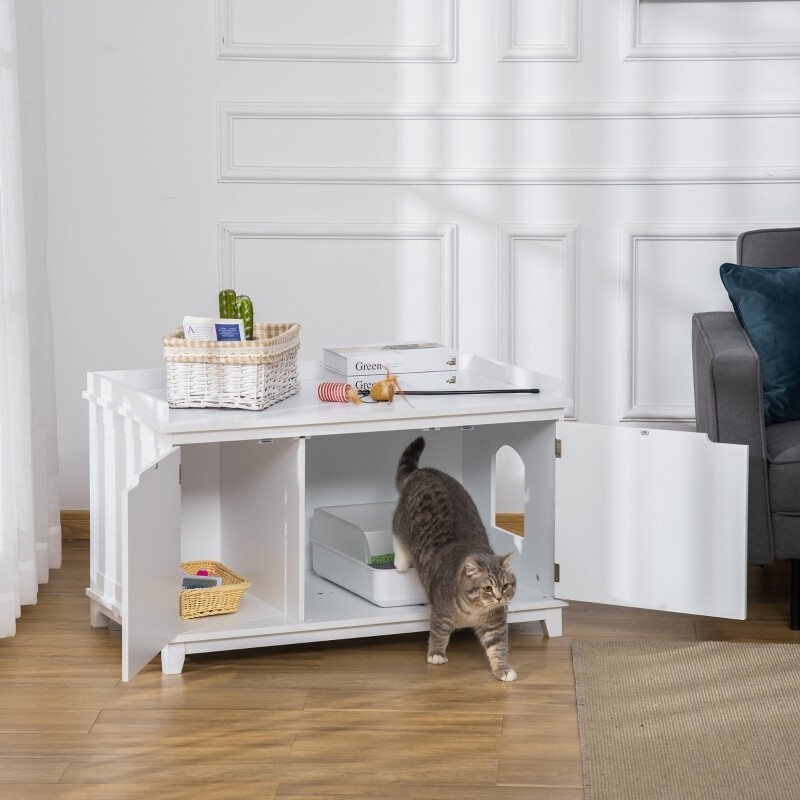 Katzenschrank für Katzentoilette Katzenklo mit Trennwand